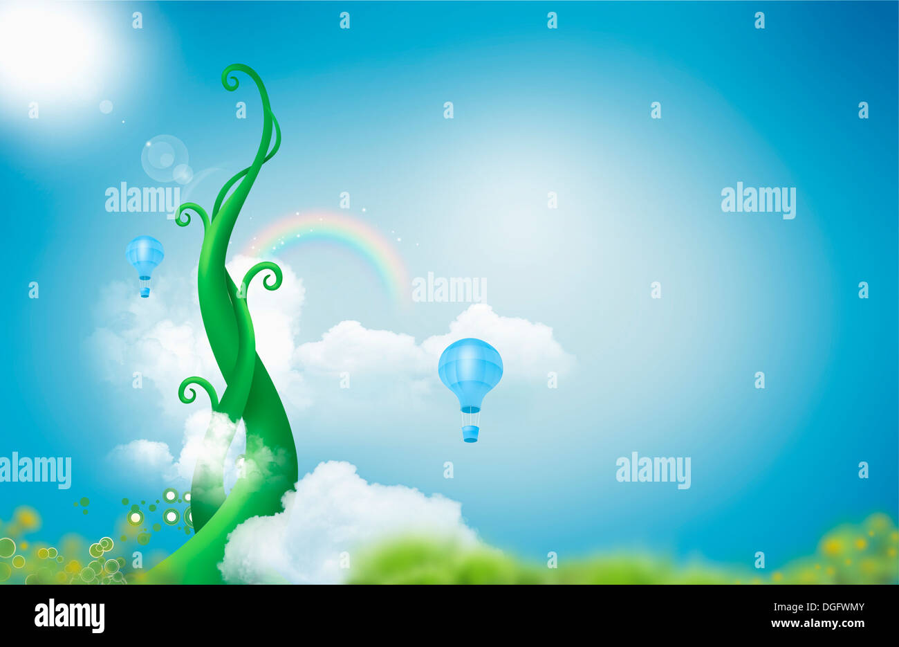 illustration of a plant growing in the sky Stock Photo - Alamy