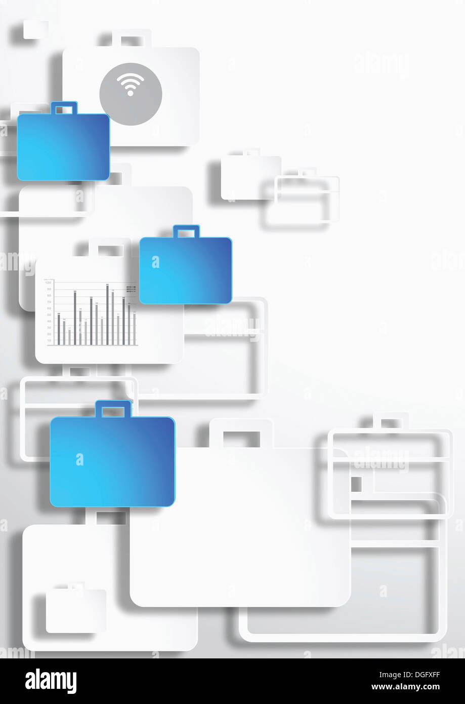 graphic illustration of bag shapes in blue and white Stock Photo Alamy