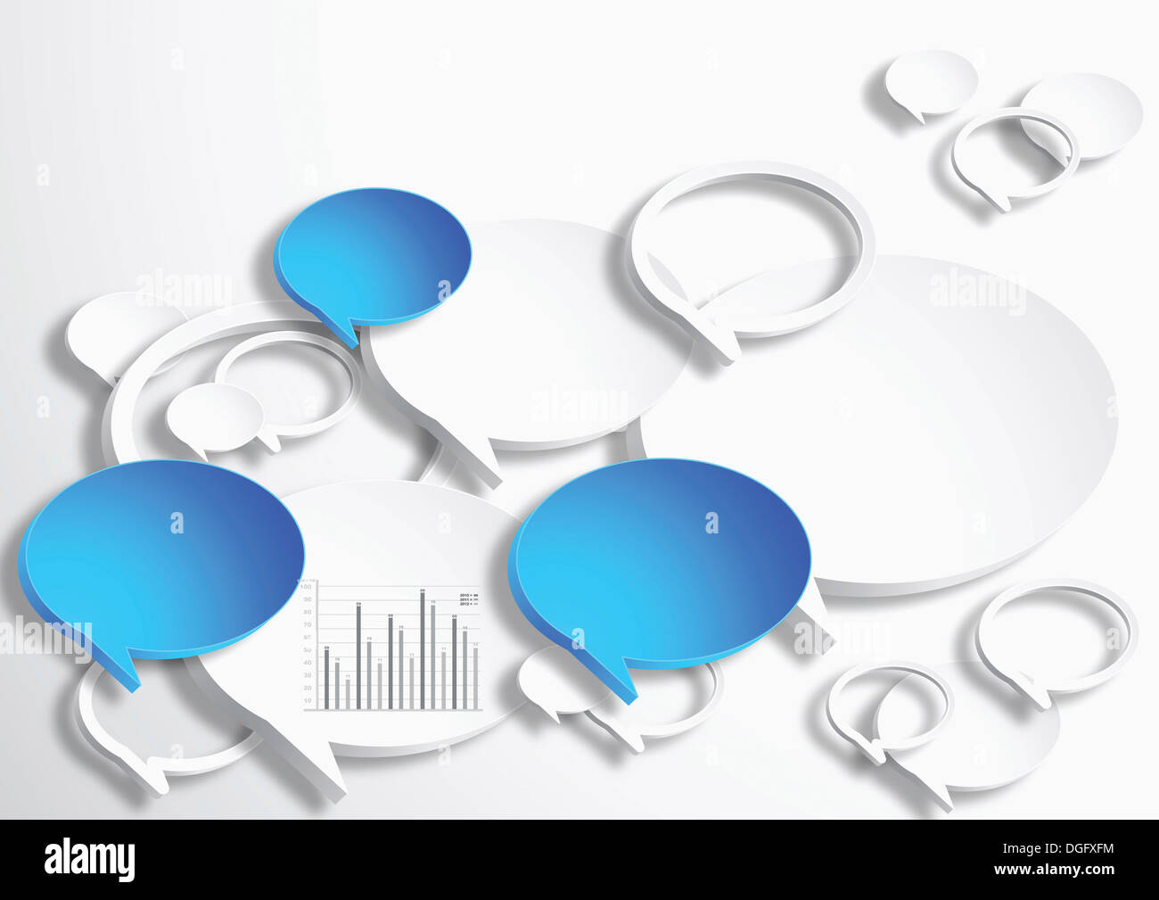 graphic illustration of speech bubbles in blue and white Stock Photo ...