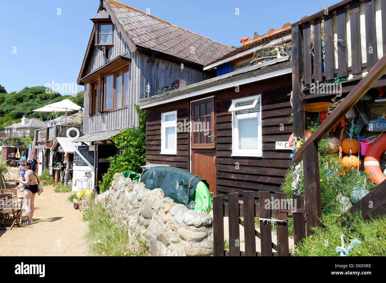 Beach Houses,  Steephill Cove,Whitwell, Ventnor, Isle of Wight, England, UK. Stock Photo