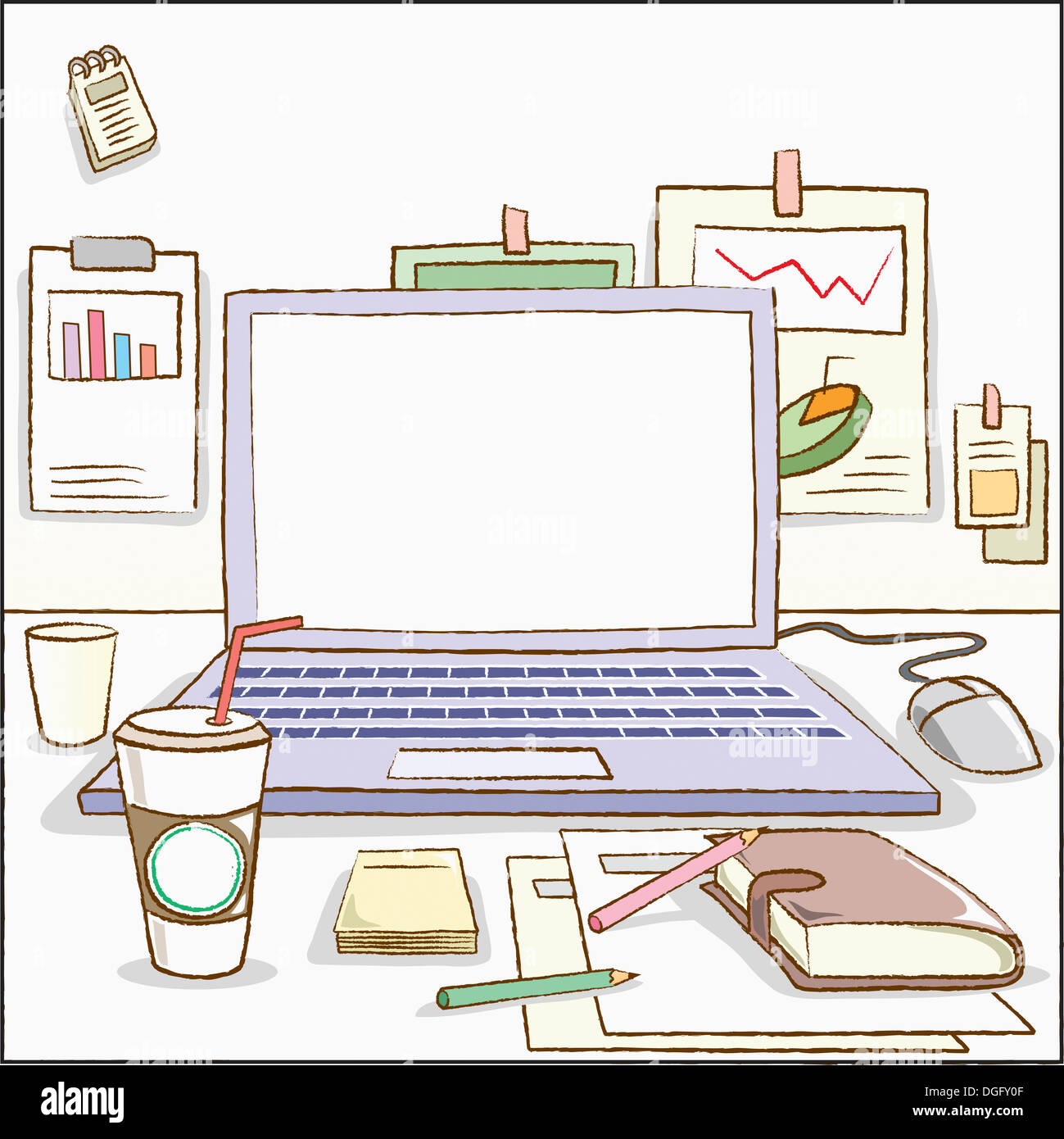 illustration of items related to computer science Stock Photo - Alamy