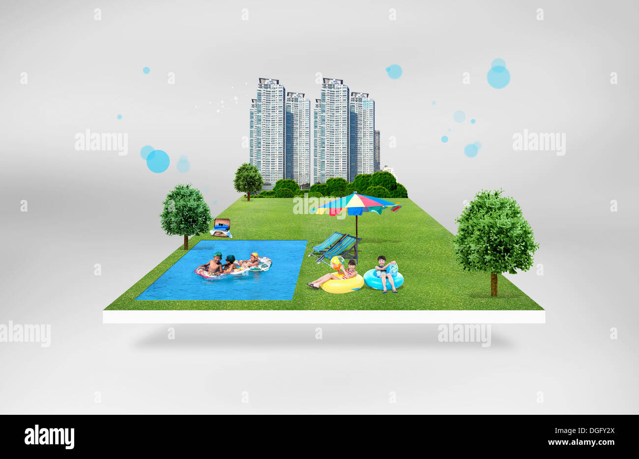 illustration of a square land with buildings Stock Photo Alamy