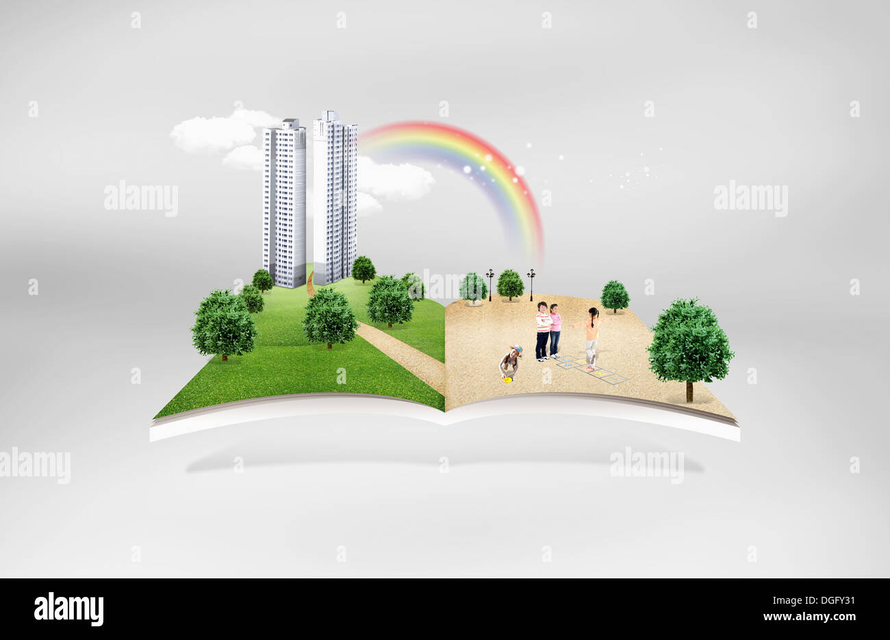 illustration of a square land with buildings Stock Photo Alamy