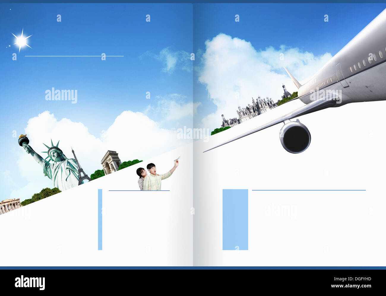 travel booklet template featuring tourist attractions stock photo