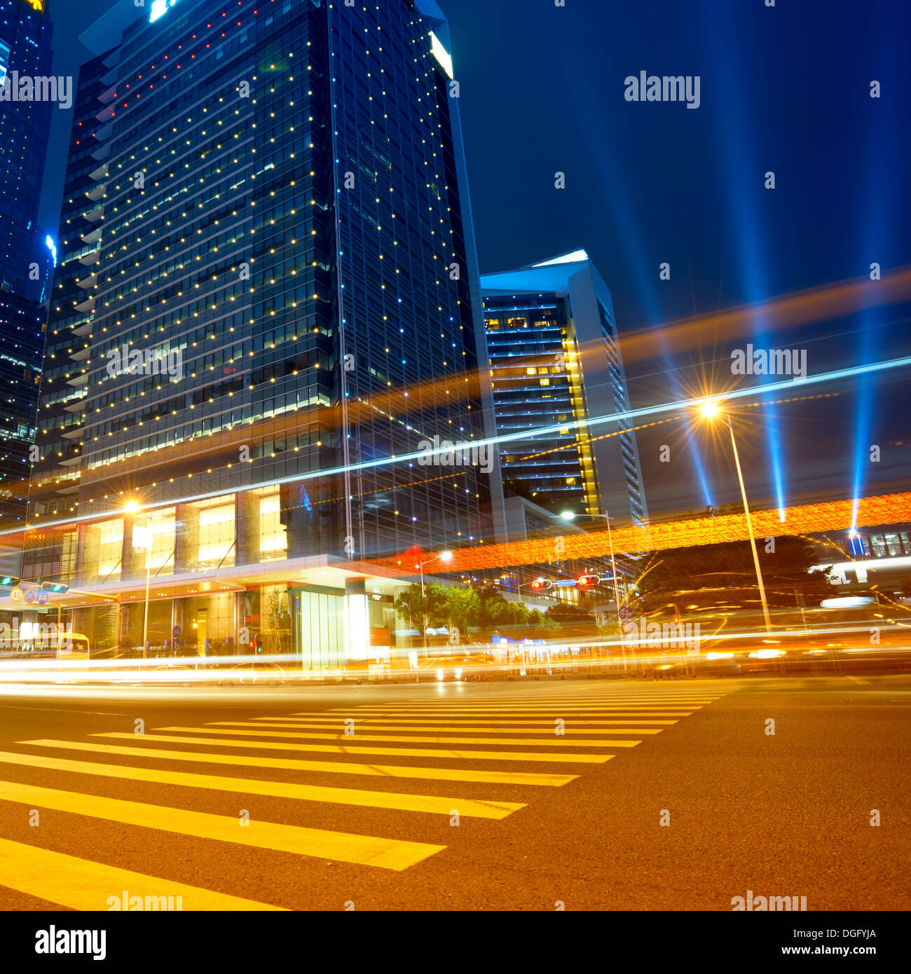 The city and the road at night Stock Photo - Alamy