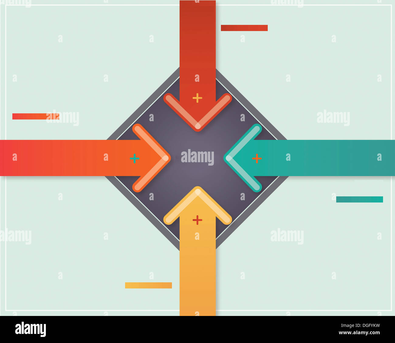 illustration of a cube with arrows pointing at it Stock Photo - Alamy