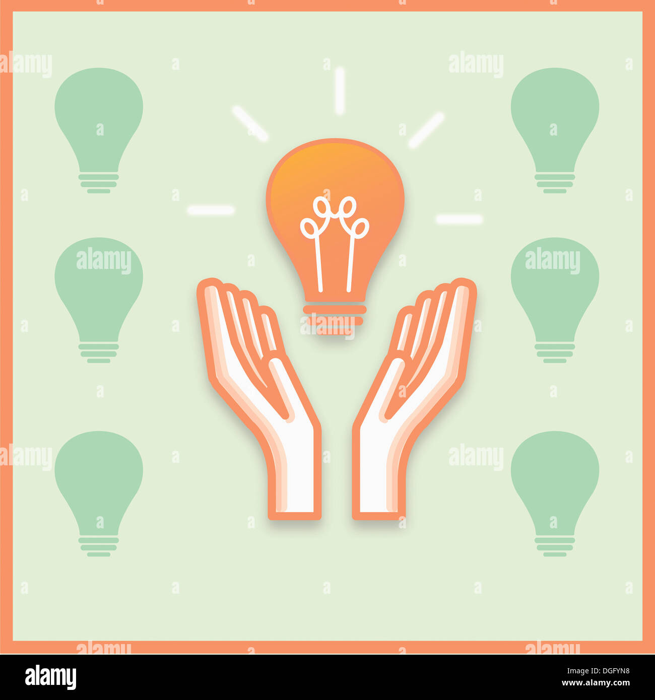 illustration of a light bulb between hands Stock Photo - Alamy
