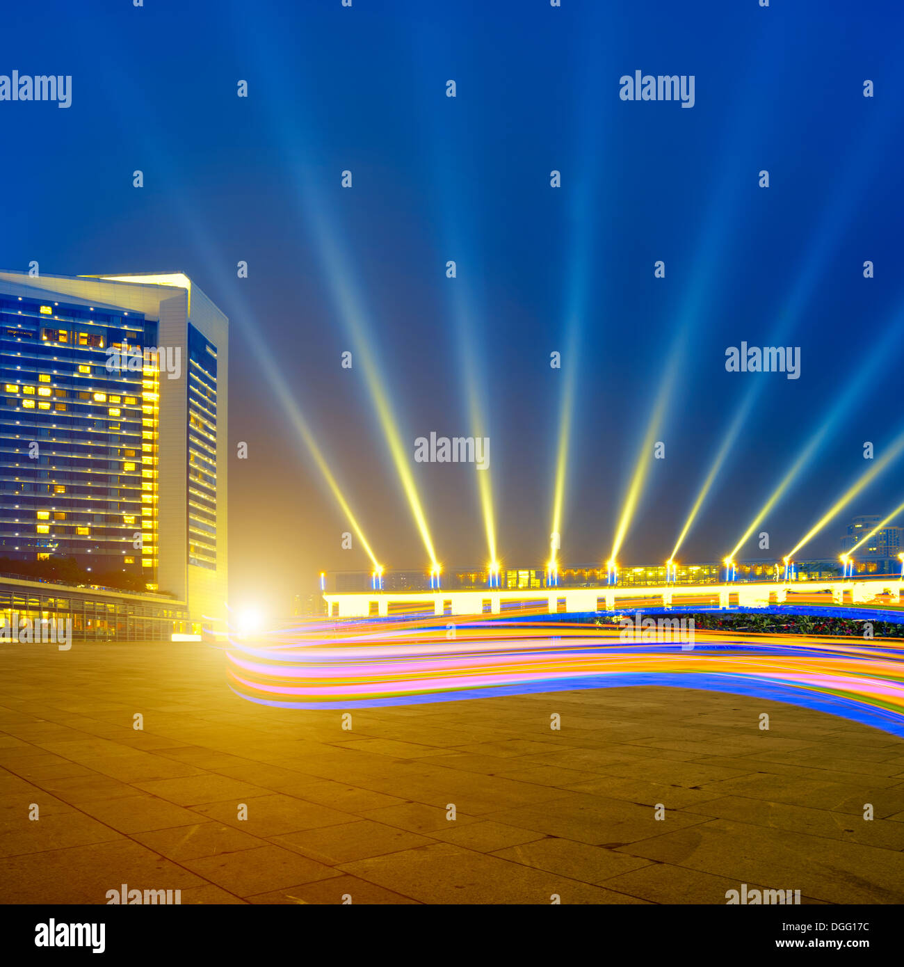 The city and the road at night Stock Photo - Alamy