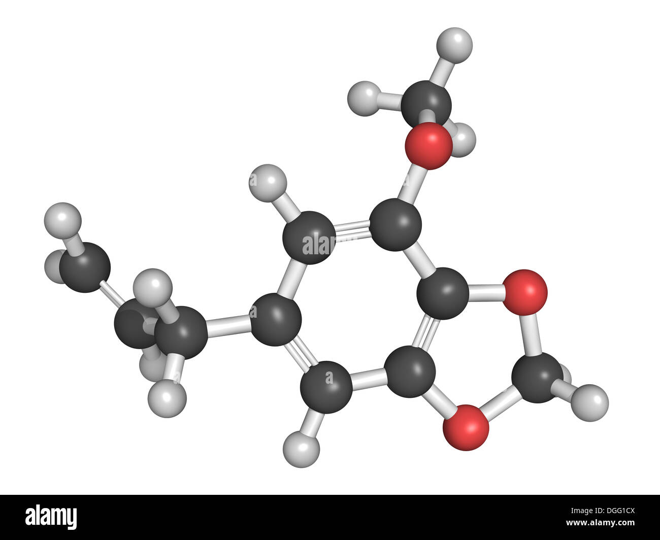 Chemical structure of myristicin, nutmeg psychoactive component Stock