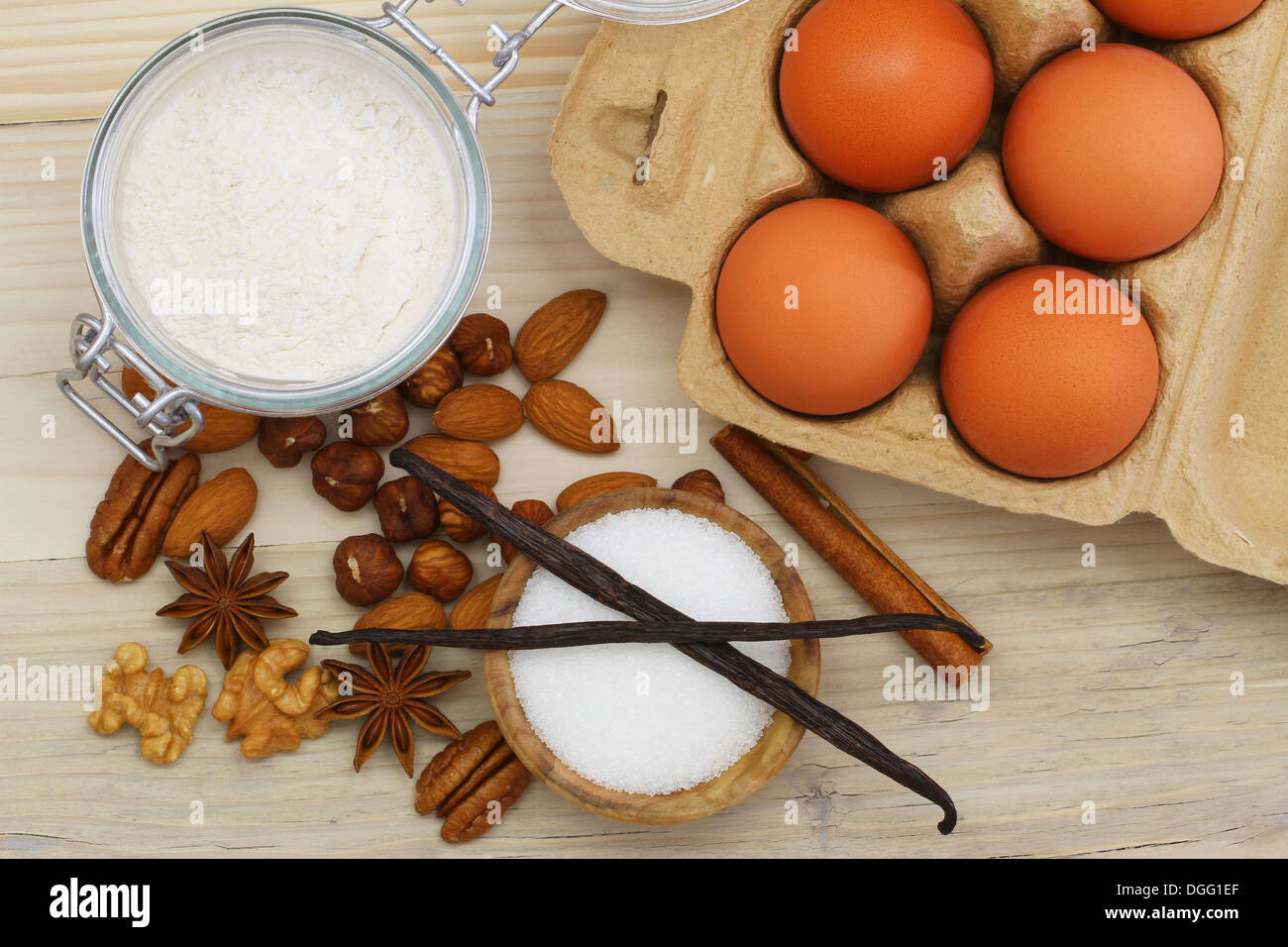 Selection of baking ingredients Stock Photo Alamy