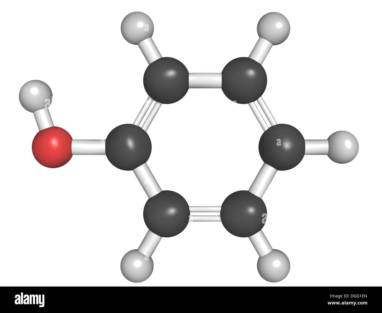 Chemical structure of phenol, an aromatic organic compound Stock Photo
