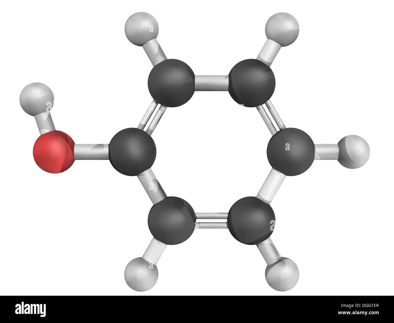 Chemical structure of phenol, an aromatic organic compound Stock Photo