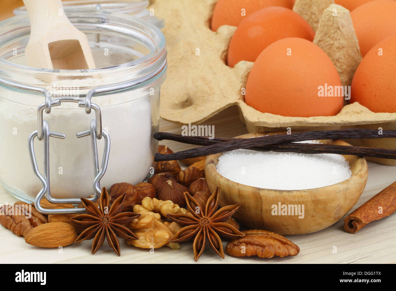 Selection of baking ingredients Stock Photo Alamy