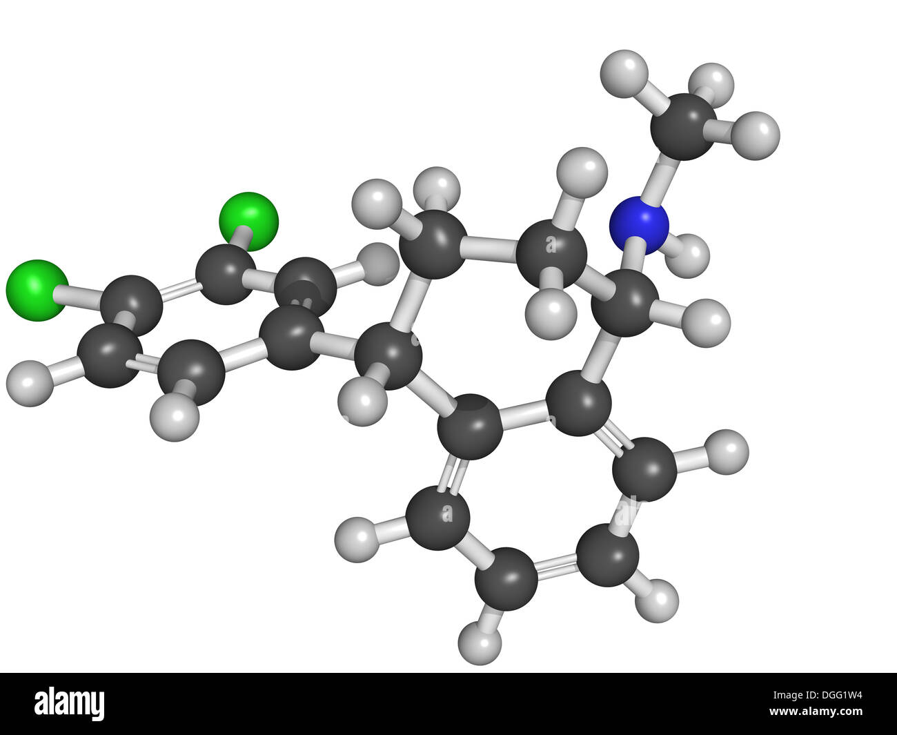 Chemical structure of sertaline, an antidepressant of the selective serotonin reuptake inhibitor Stock Photo