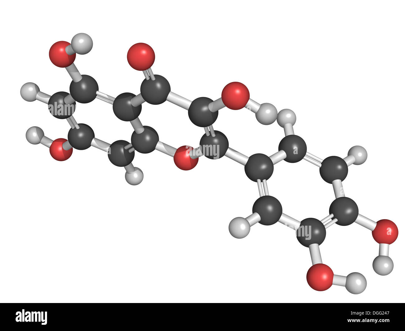 Chemical structure of a Coenzyme Q10 (ubiquinone) molecule. Coenzyme Q10 plays an role in the production of cellular energy Stock Photo