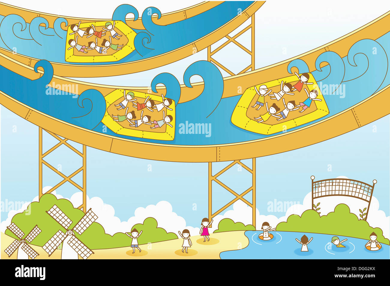 an illustration of a waterpark Stock Photo - Alamy