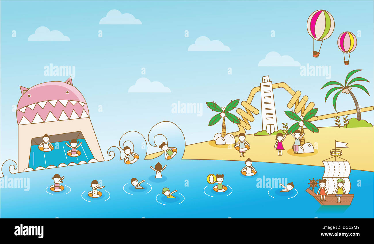 an illustration of a waterpark Stock Photo - Alamy