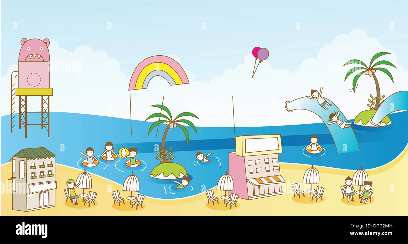 an illustration of a waterpark Stock Photo - Alamy