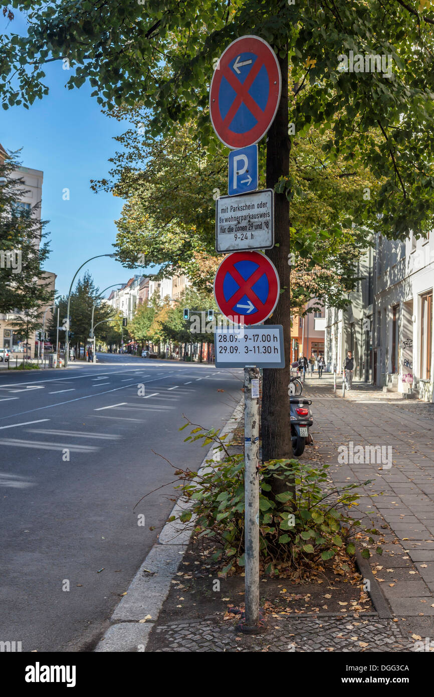 Traffics Signs restricting parking Berlin Stock Photo Alamy