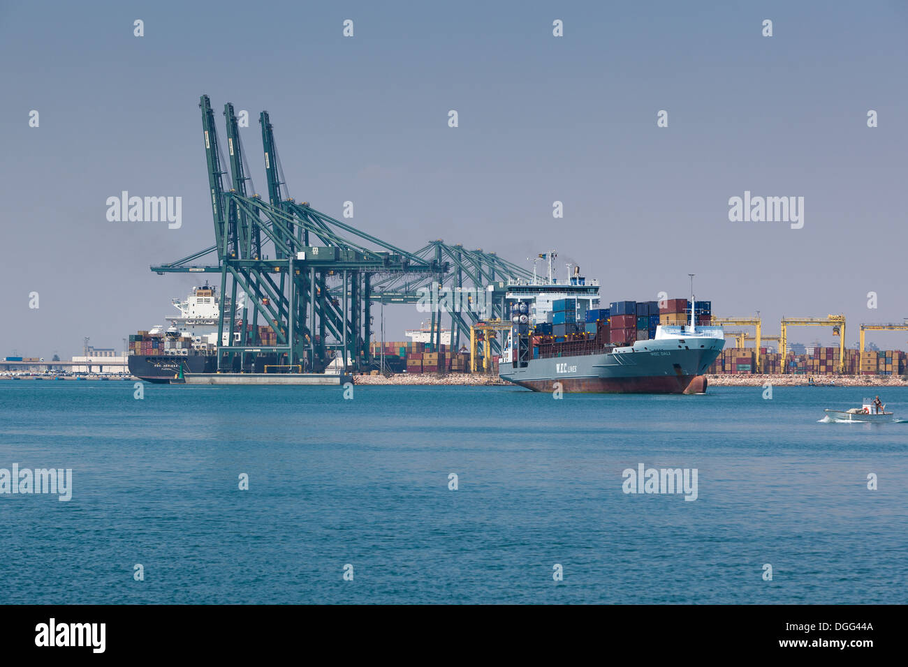 Spanish Container Ship Container ships in Valencia harbour Spain Stock Photo - Alamy