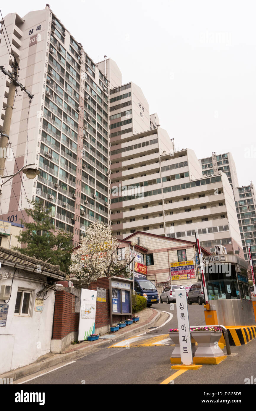 Typical residential area with high rise apartment blocks in Seoul