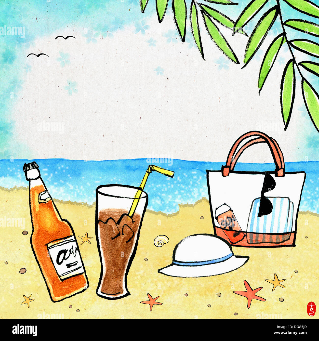 an illustration of a beach scene Stock Photo