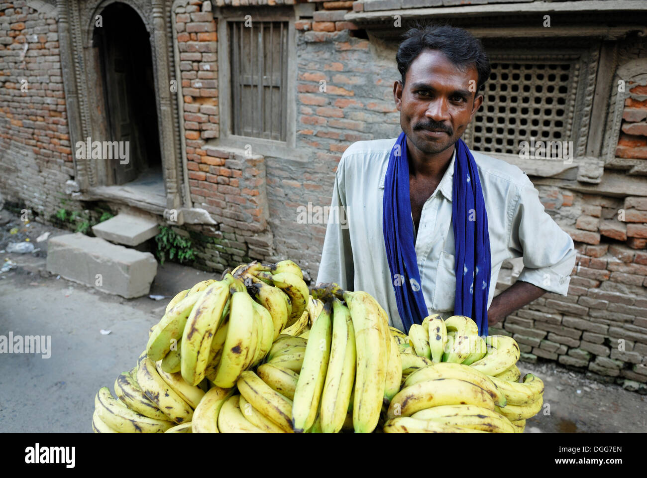 Street vendors selling bananas, Kathmandu, Nepal, Asia Stock Photo