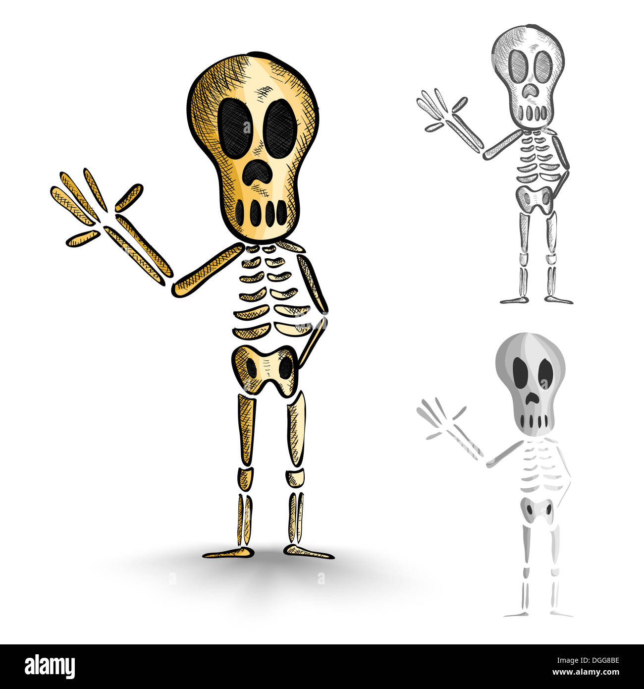 Halloween Monsters isolated spooky hand drawn human skeletons set. EPS10 vector file organized in layers for easy editing. Stock Photo
