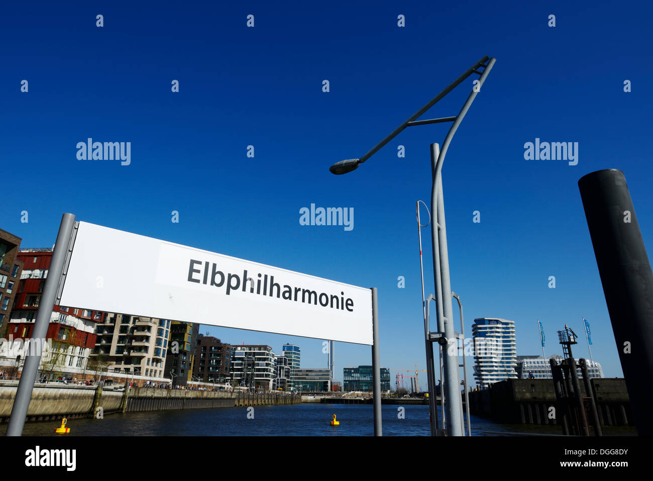 View from Elbe Philharmonic Hall pier on modern residential and office buildings at Dalmannkai, Grasbrookhafen, HafenCity Stock Photo