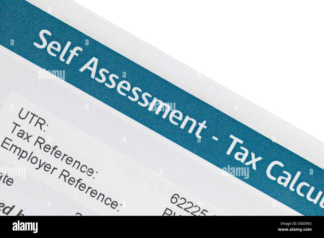 Self assessment tax calculation form Stock Photo