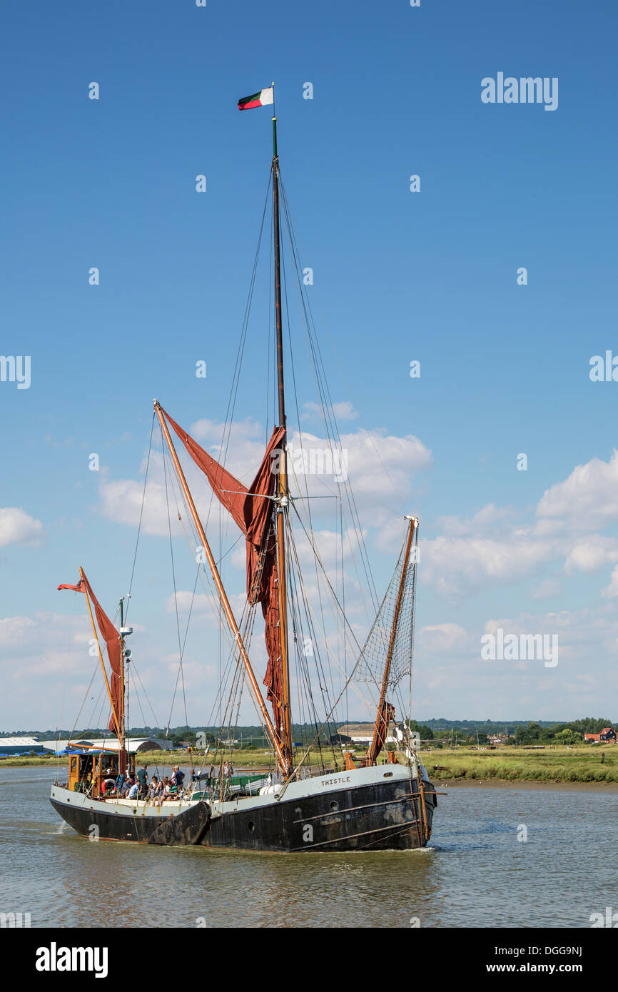 sailing barge Thistle on the Blackwater river Essex. Stock Photo