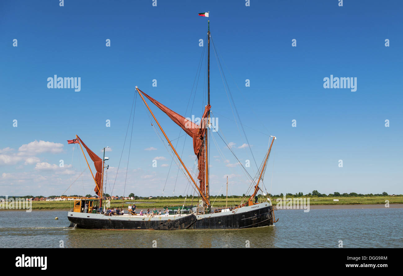 sailing barge Thistle on the Blackwater river Essex. Stock Photo