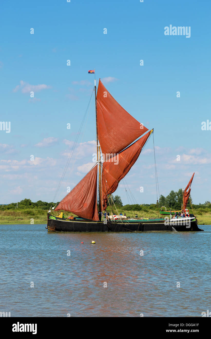 sailing barge Pudge on the Blackwater river Essex. Stock Photo