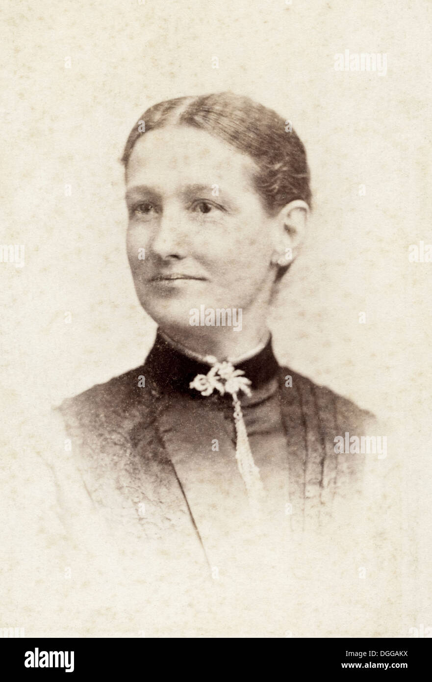 Victorian woman studio portrait circa 1880 by Victorian photographer S. Knott of Oldham Stock Photo