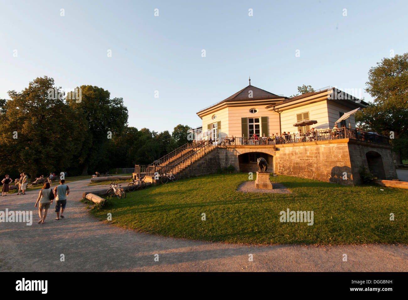 Baerenschloessle castle, originally a summer residence, now a restaurant, on lake Baerensee, Rotwildpark, Stuttgart Stock Photo