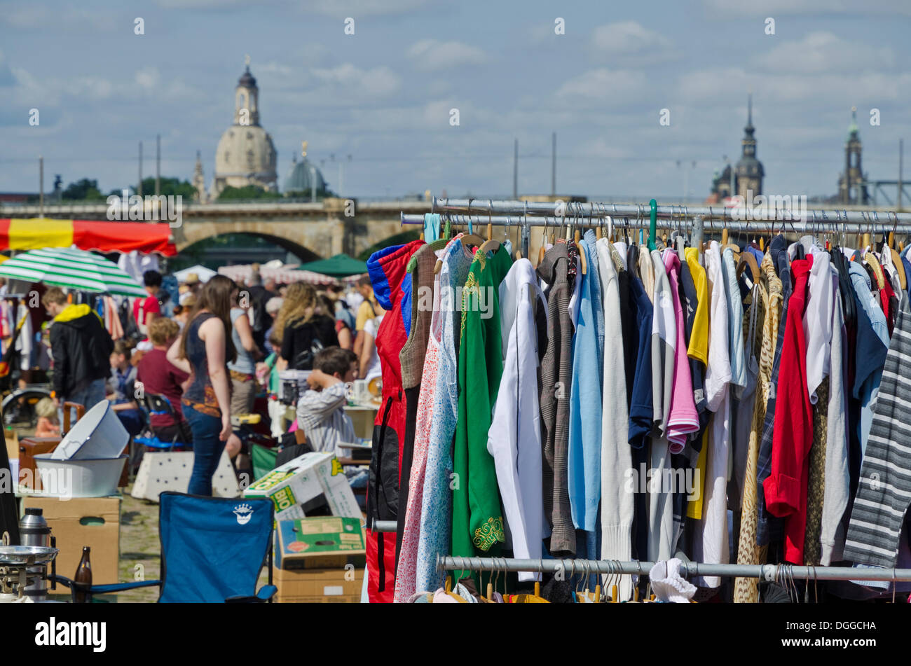 Weekly flea market, Dresden, Saxony Stock Photo