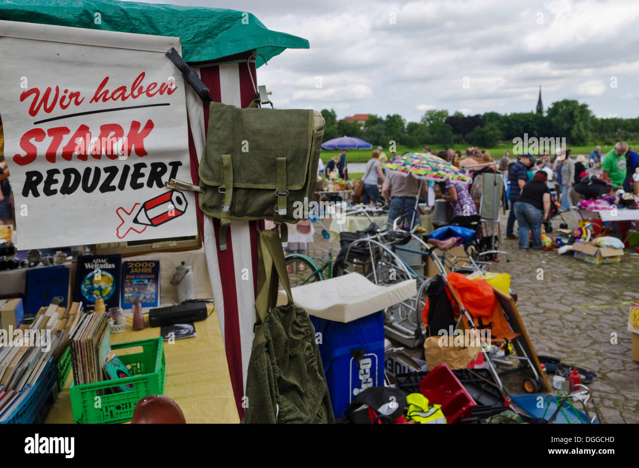 Sale at the weekly flea market, Dresden, Saxony Stock Photo Alamy