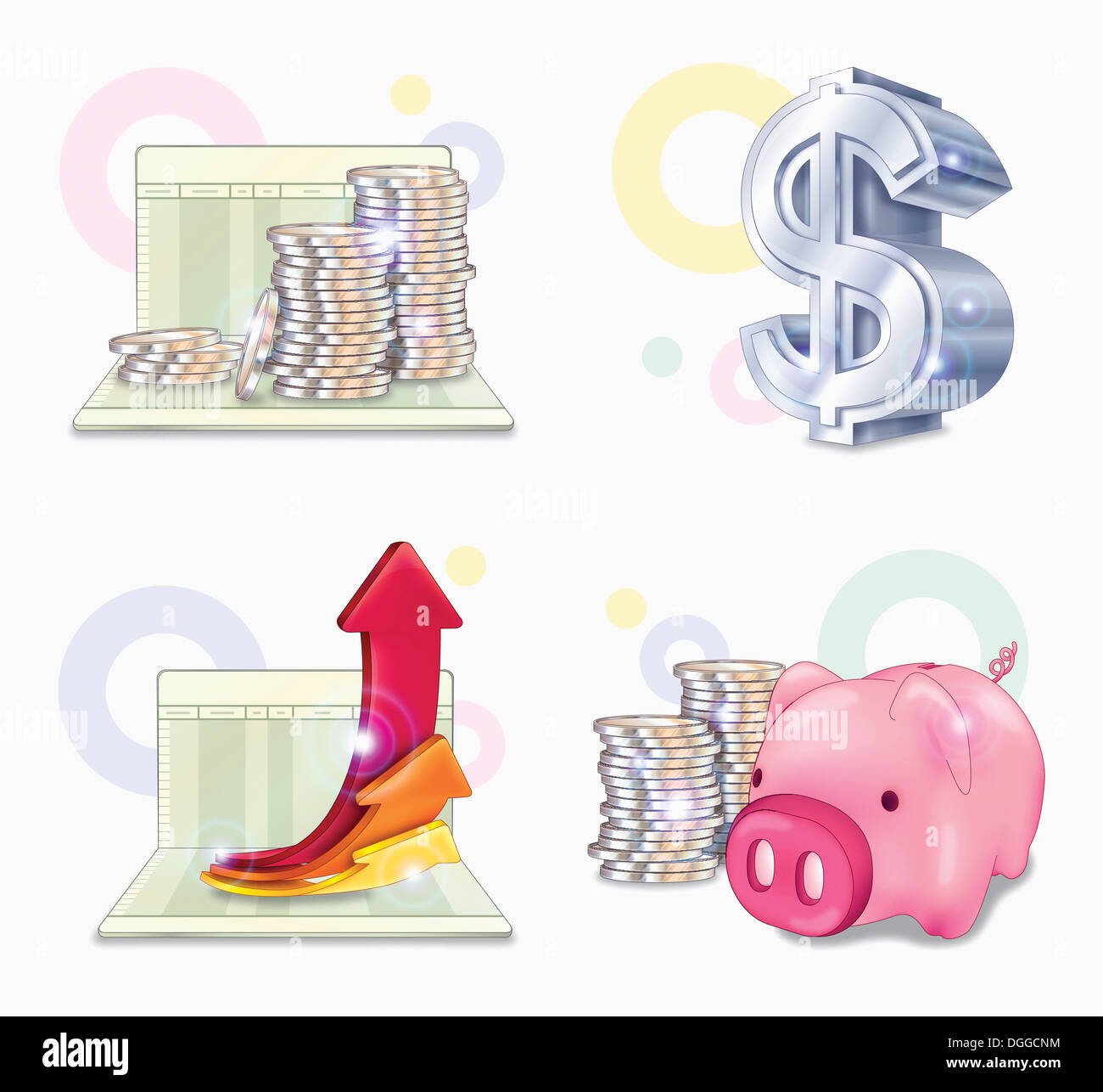 images of icons related to money Stock Photo