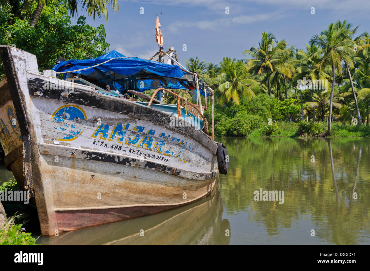Fishing boat, backwaters, Kerala, India, Asia Stock Photo Alamy