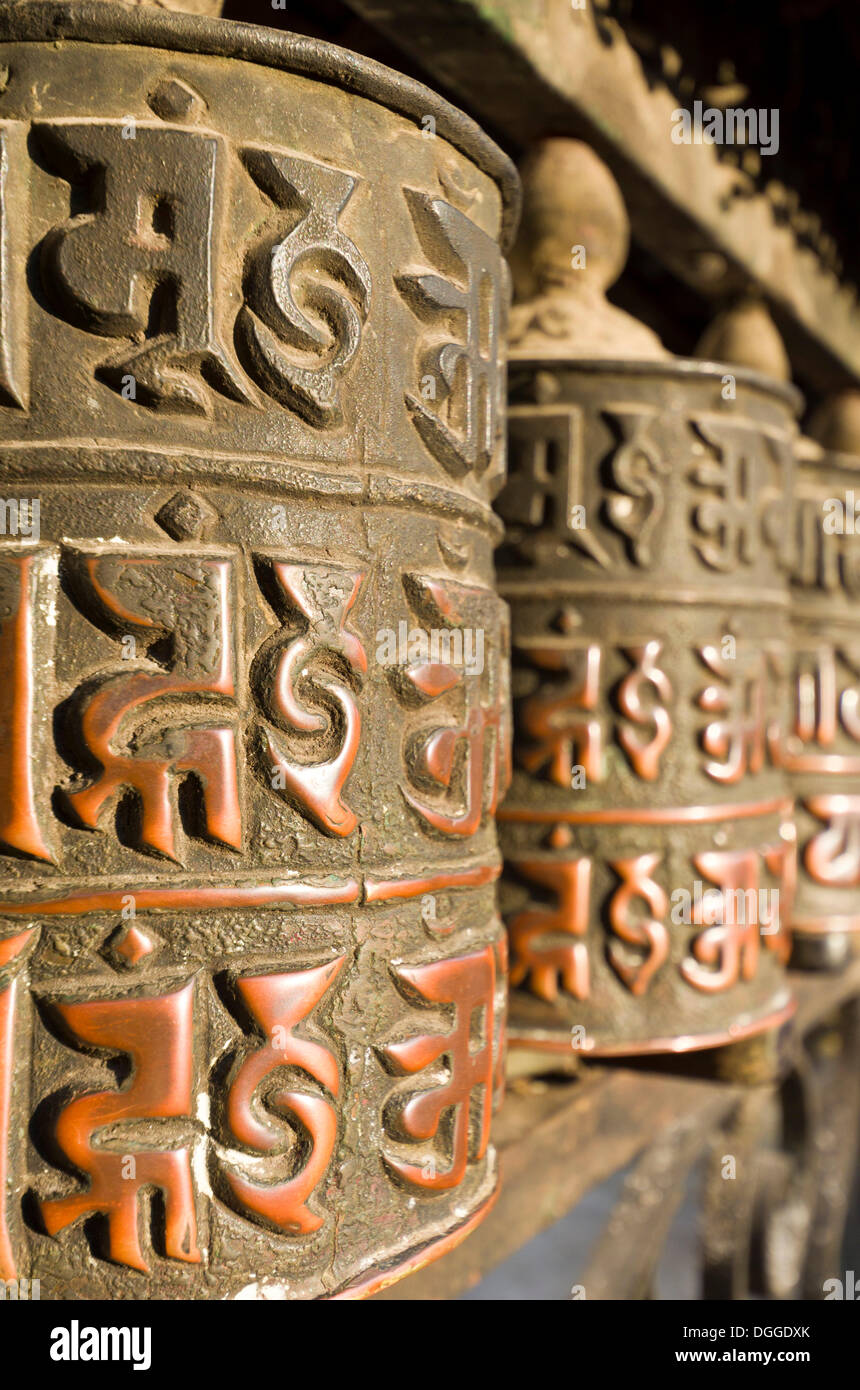 Buddhist prayer wheels at Swayambhunath Stupa, Monkey Temple, Kathmandu ...