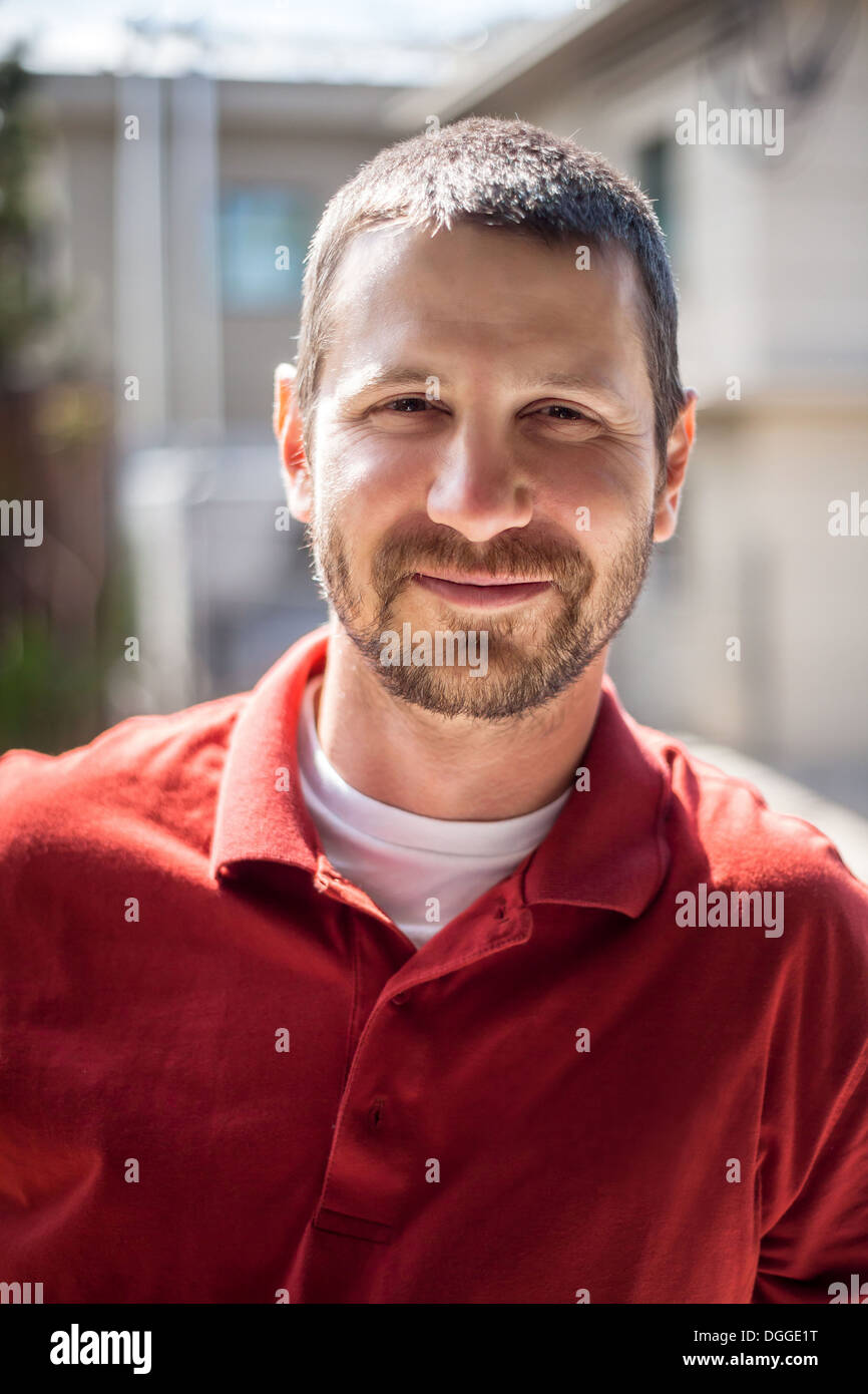 Portrait of small business manager outside warehouse Stock Photo