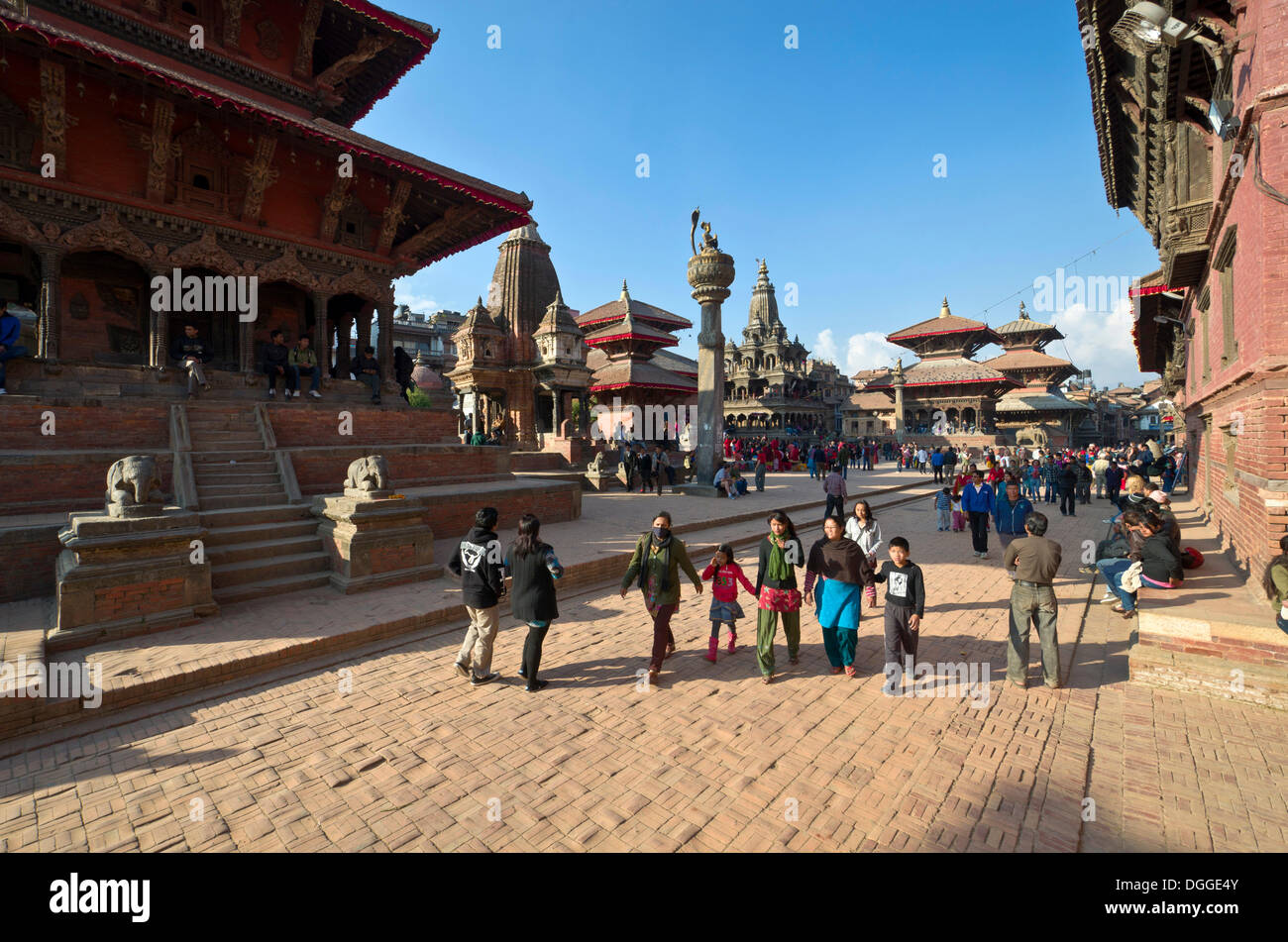 Hindu Temples and Buddhist monuments on Patan Durbar Square, Patan, Lalitpur District, Bagmati Zone, Nepal Stock Photo