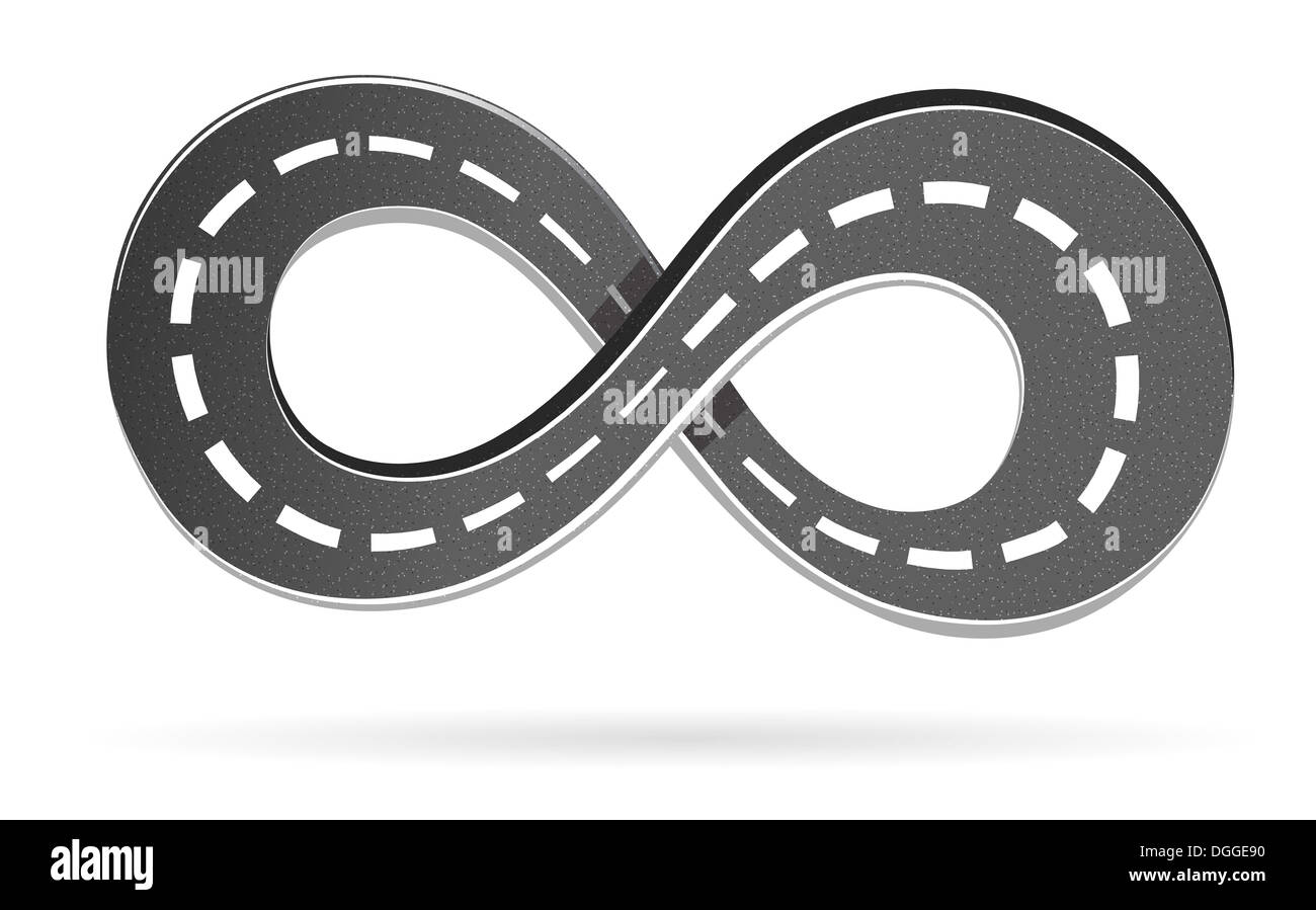 Illustration of the road in the shape of an infinity sign Stock Photo
