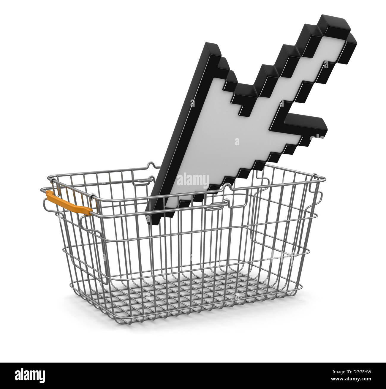 Shopping Basket  and cursor (clipping path included) Stock Photo