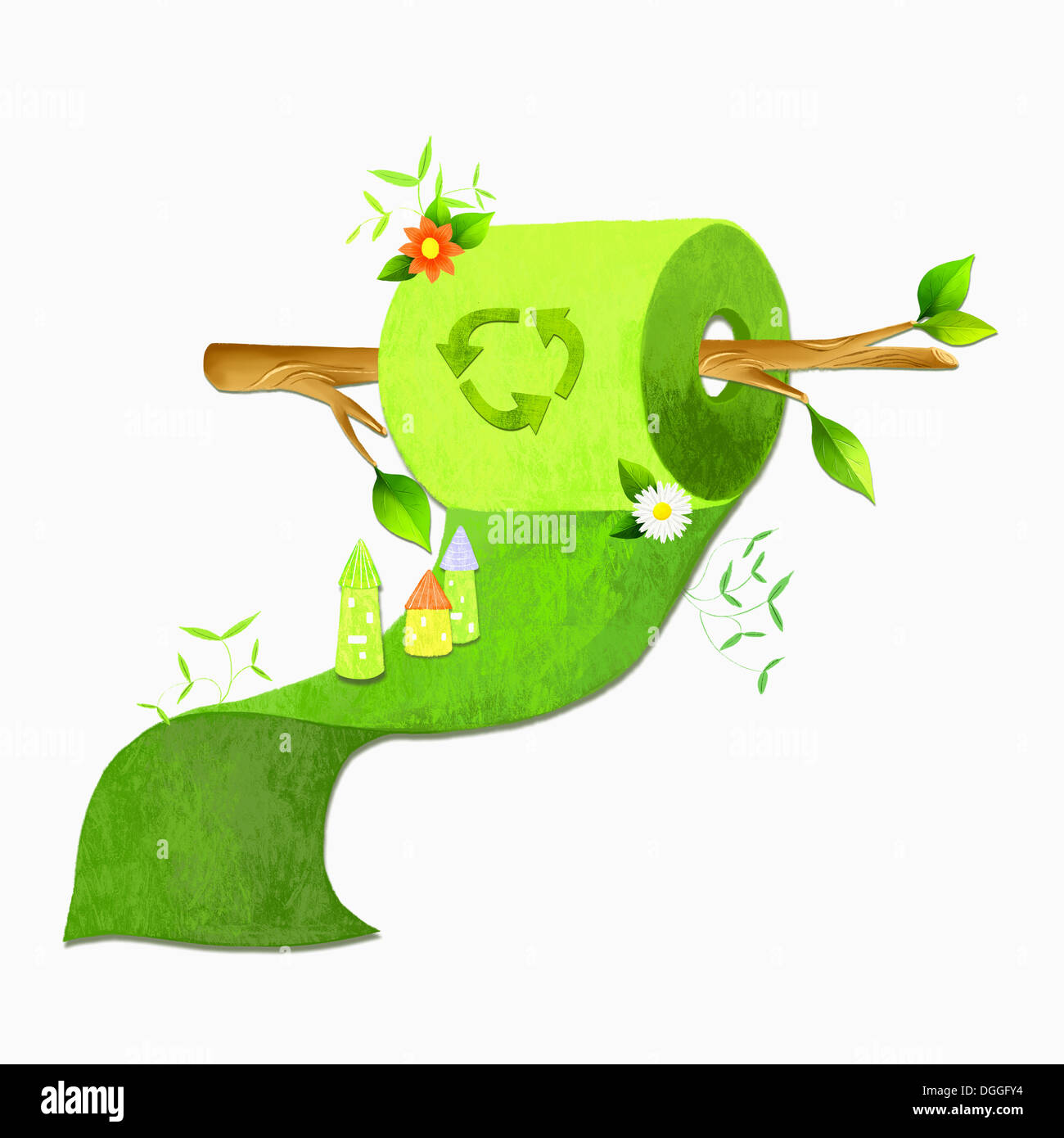 an illustration of a green recycling toilet paper Stock Photo Alamy