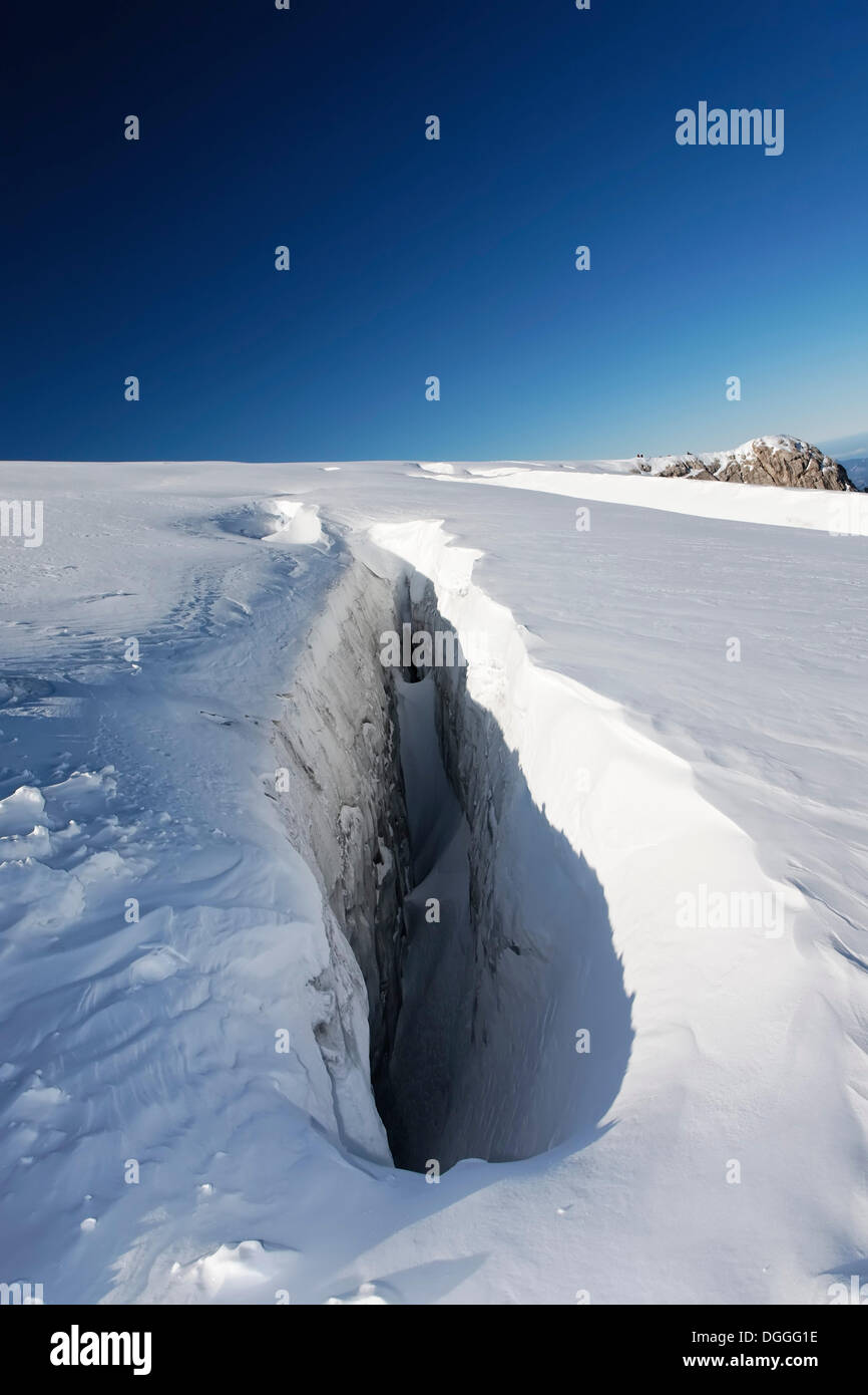 Ice crevice on the Dachstein Glacier, Ramsau, Styria, Austria, Europe Stock Photo