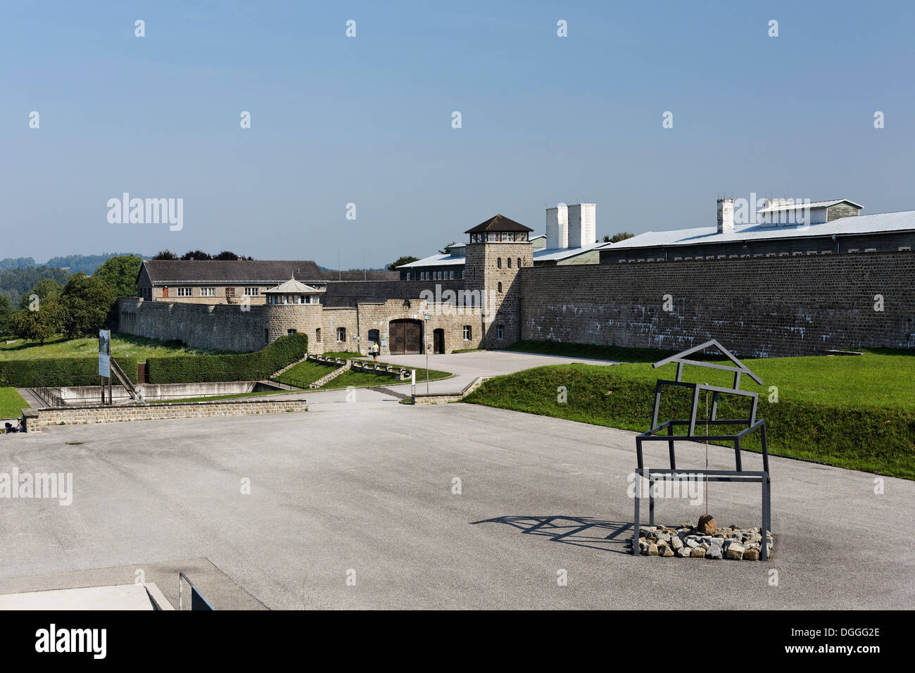 Entrance to the garage forecourt of Mauthausen Concentration Camp, Perg, Upper Austria, Austria, Europe Stock Photo