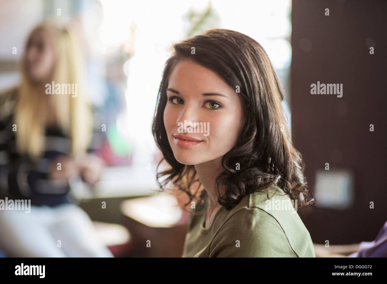 Portrait of teenager in cafe Stock Photo