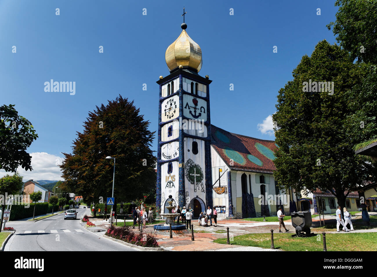 Hundertwasser Church of St. Barbara, Koflach, Voitsberg Steiermark, Austria, Europe Stock Photo