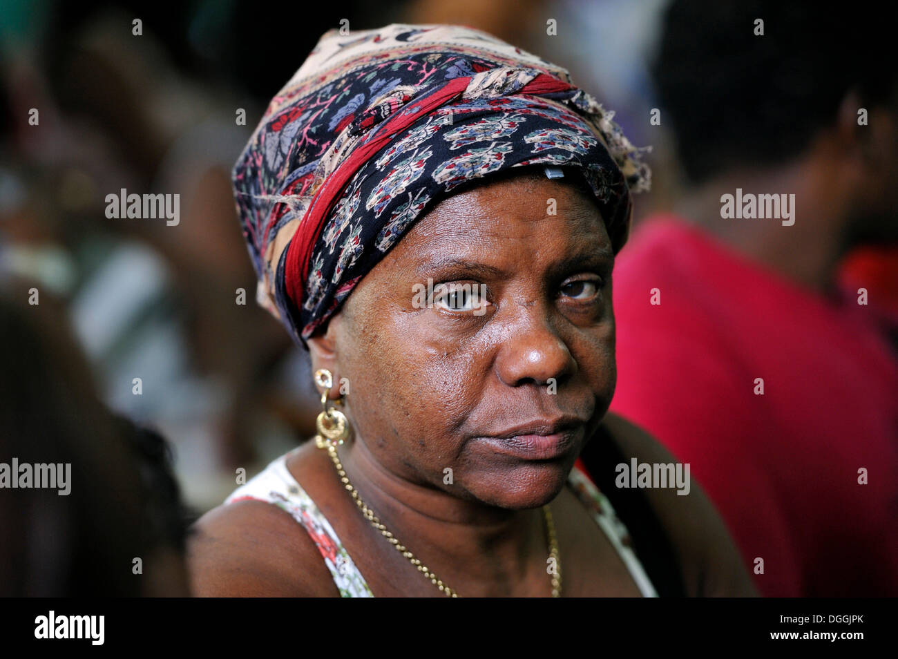 African-Brazilian woman with a headscarf, portrait, Rio de Janeiro, Brazil, South America Stock Photo